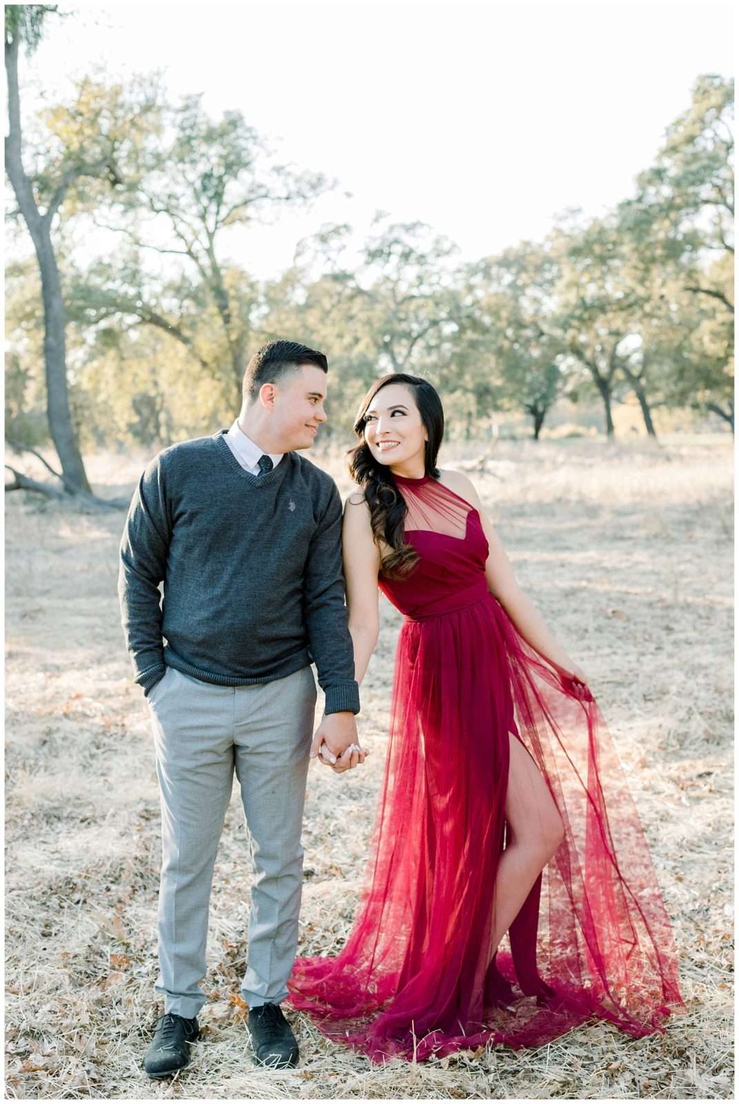 Christmas Engagement Photos Light and Airy