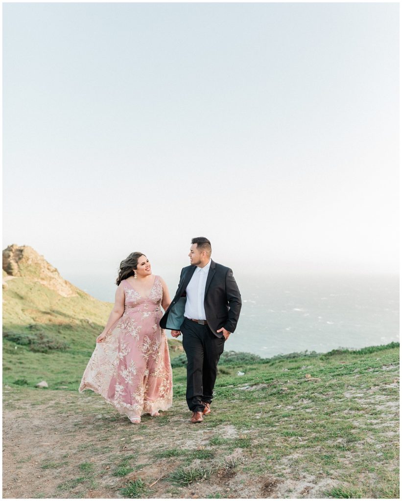 Blush Engagement Dress Outdoor Cliffside California
