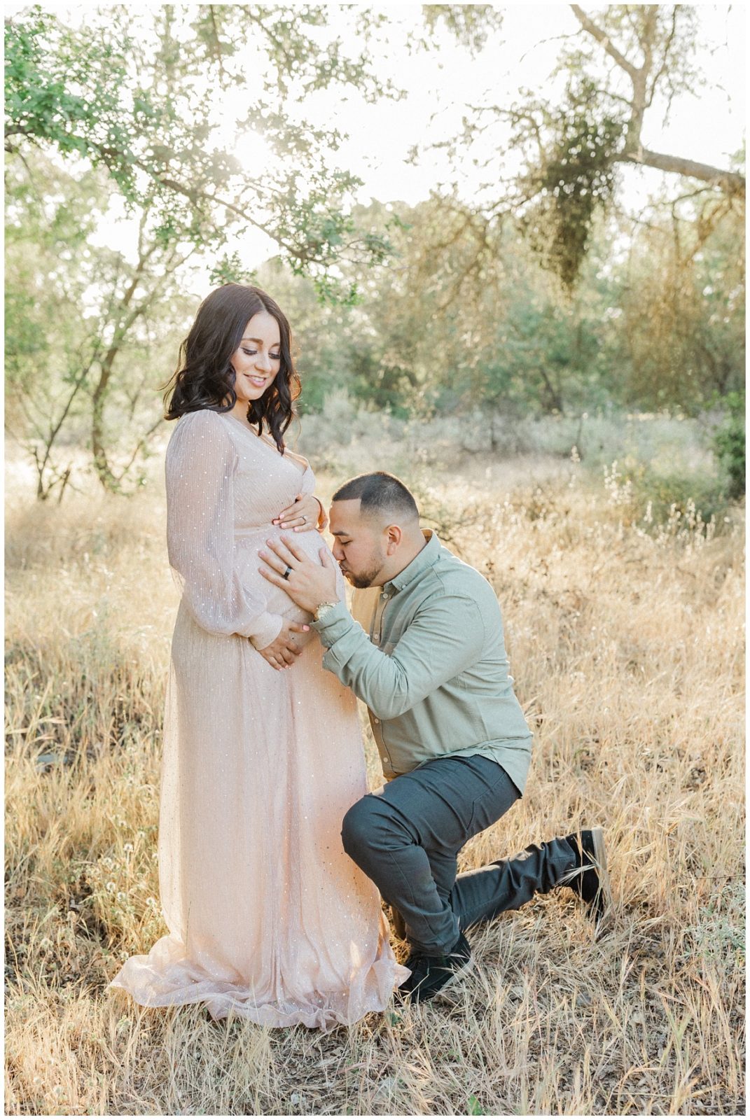 Knights Ferry Maternity Photos Kissing Belly Pose