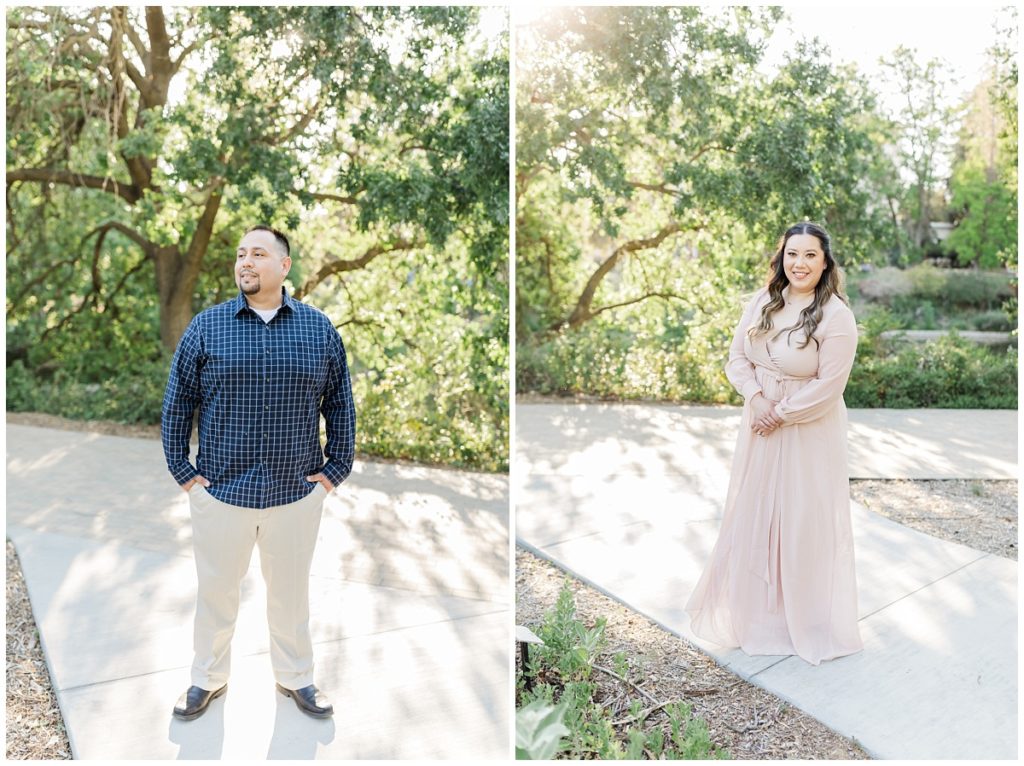 Engagement photos at UC Davis Arboretum Couple Individual Posing Idea
