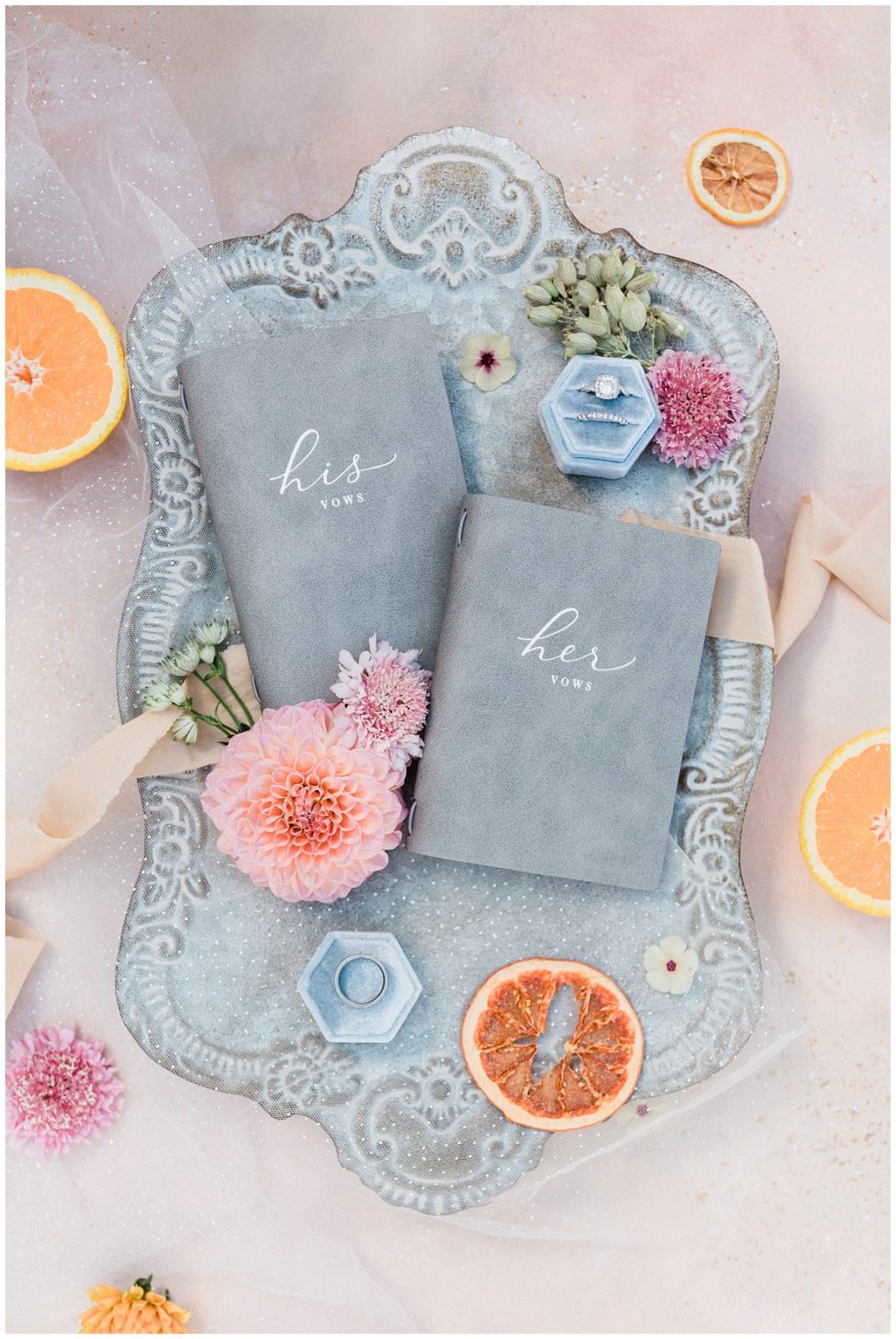 Wedding Flay Lay His and Hers Vow Book