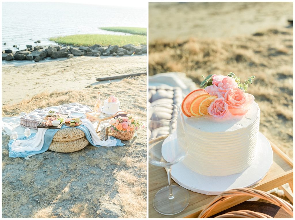 Summer Citrus Picnic Elopement Charcuterie Board Summer Wedding Cake