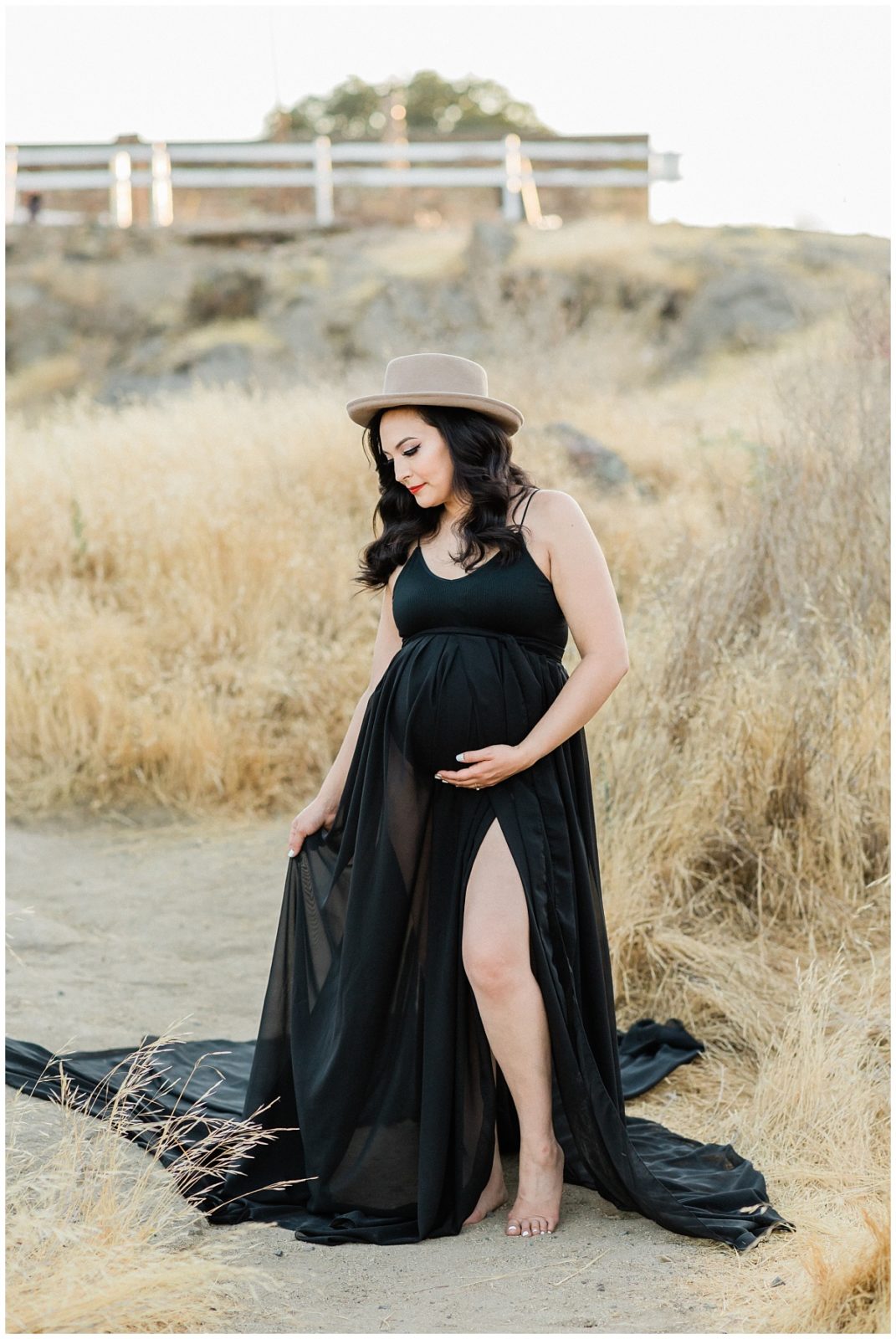 Romantic Maternity in Black Dress
