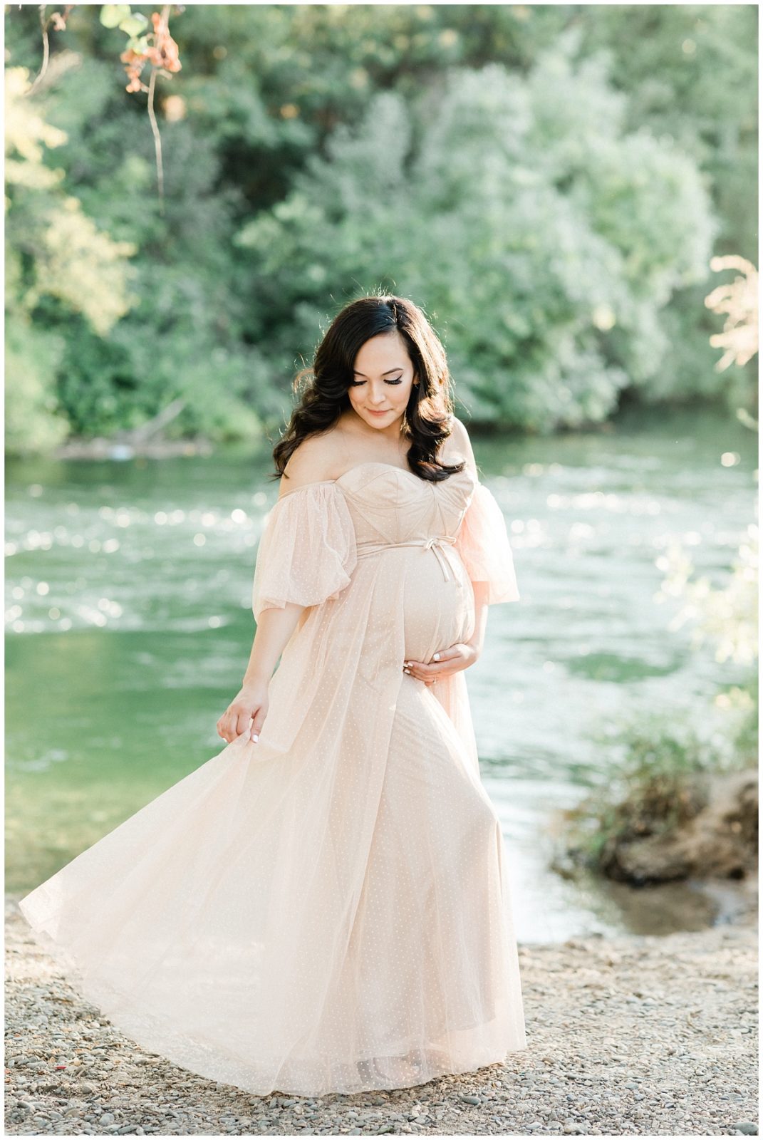 Romantic Maternity in Blush Gown