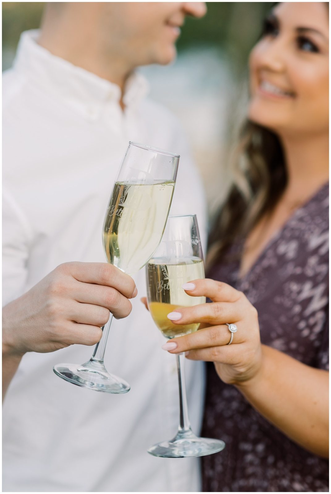 Engagement Portraits with Champagne Glass