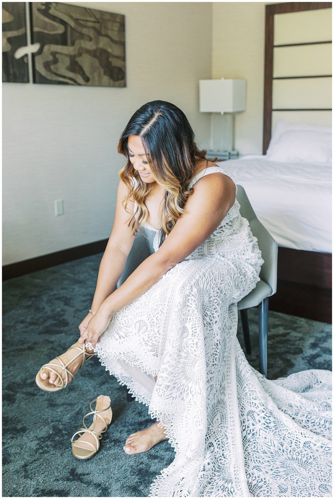 Bride Getting Ready Shoes