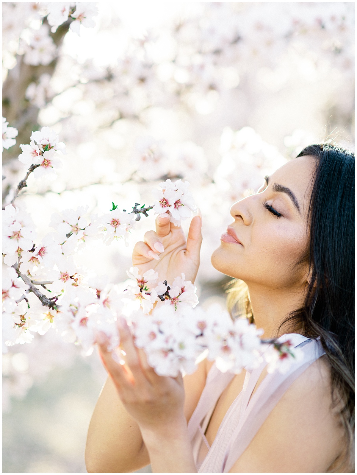 Ethereal Elegant Bridal Photos in Almond Blossom