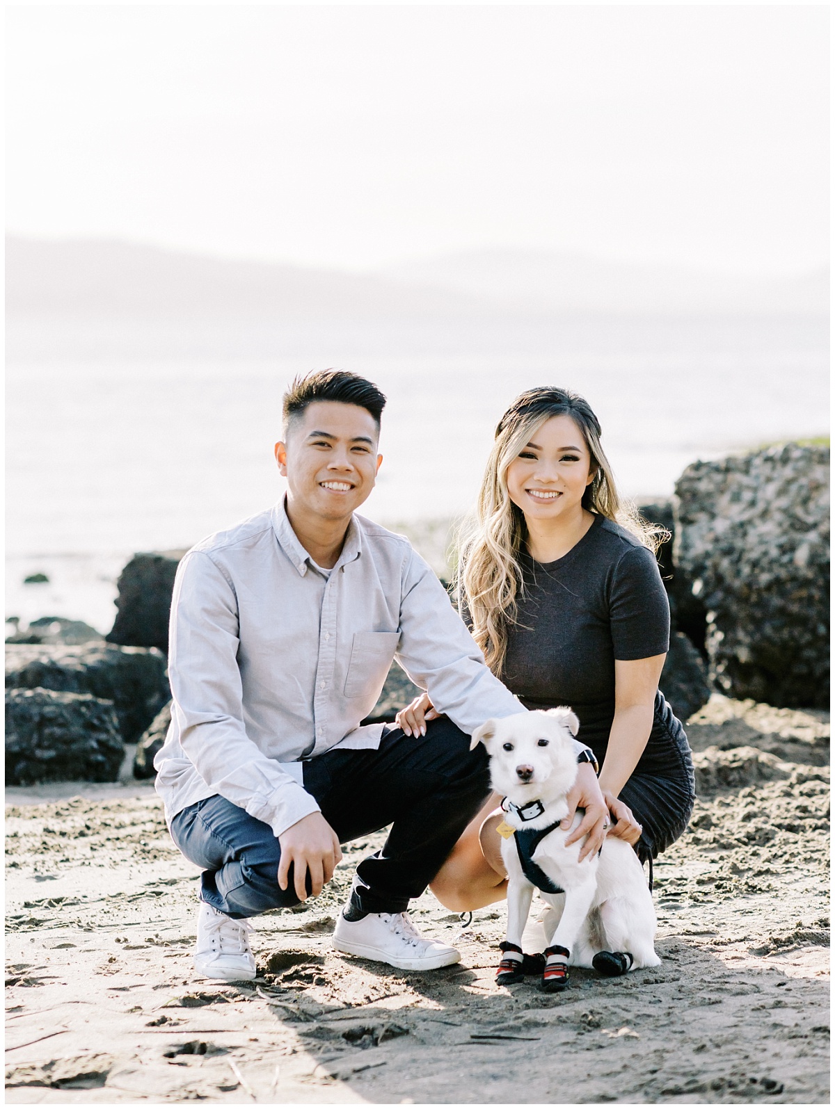 Engagement Session with Dog on a CA Beach