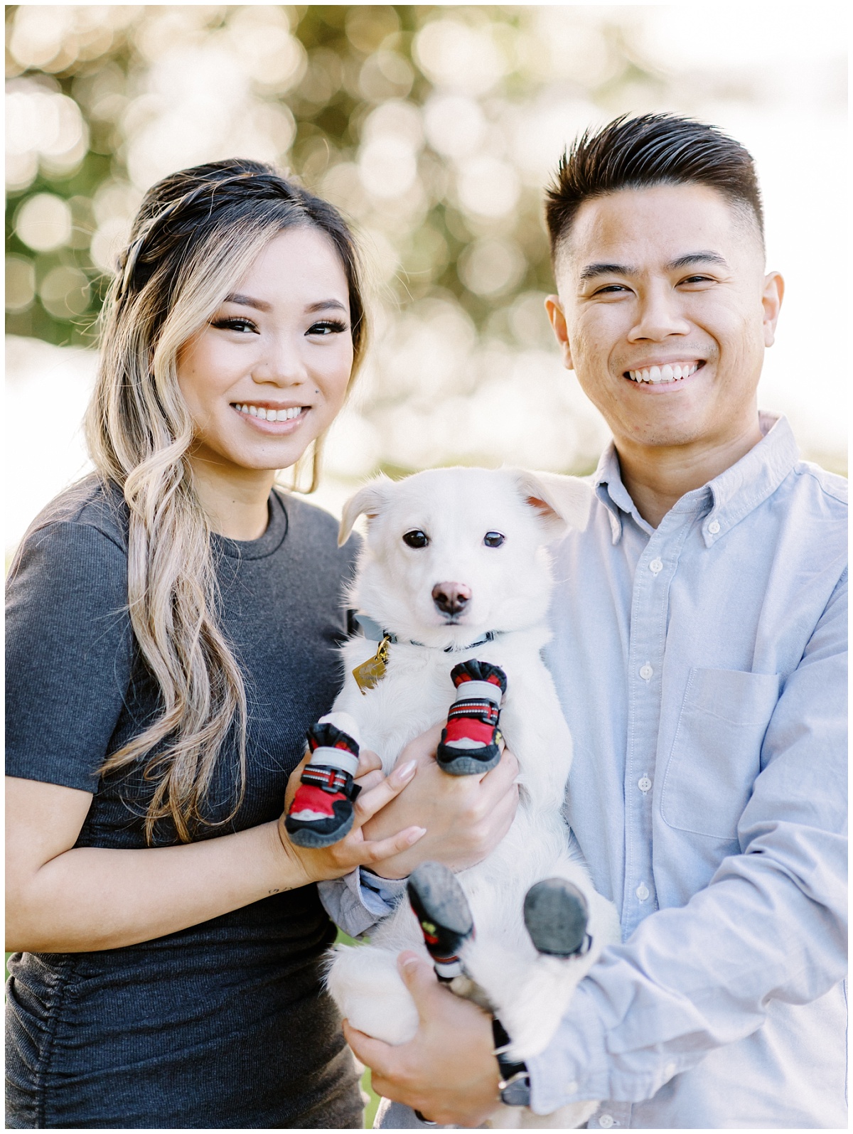 Engagement Photos with Dog Posing