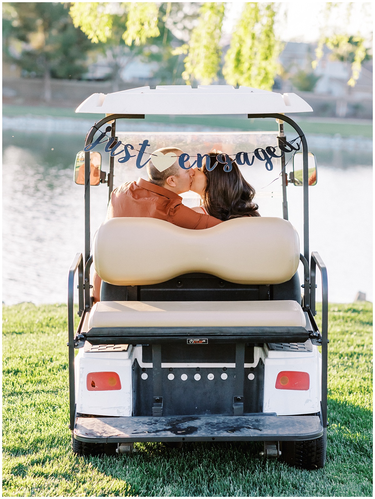 Engagement Photo on a Golf Cart