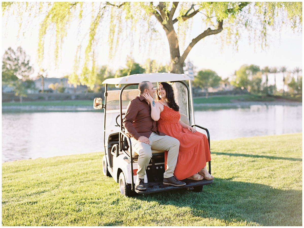 Engagement Photo on a Golf Cart
