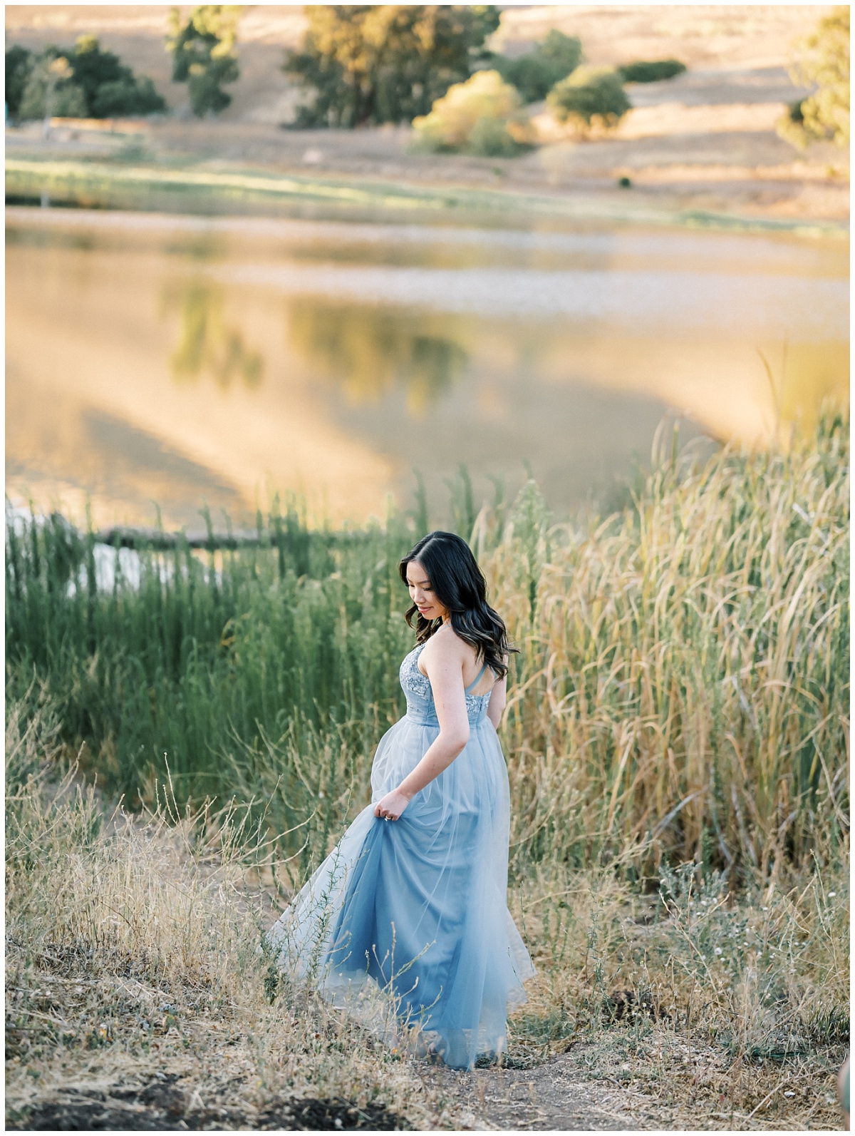 Dusty Blue Dress for Engagement Photos