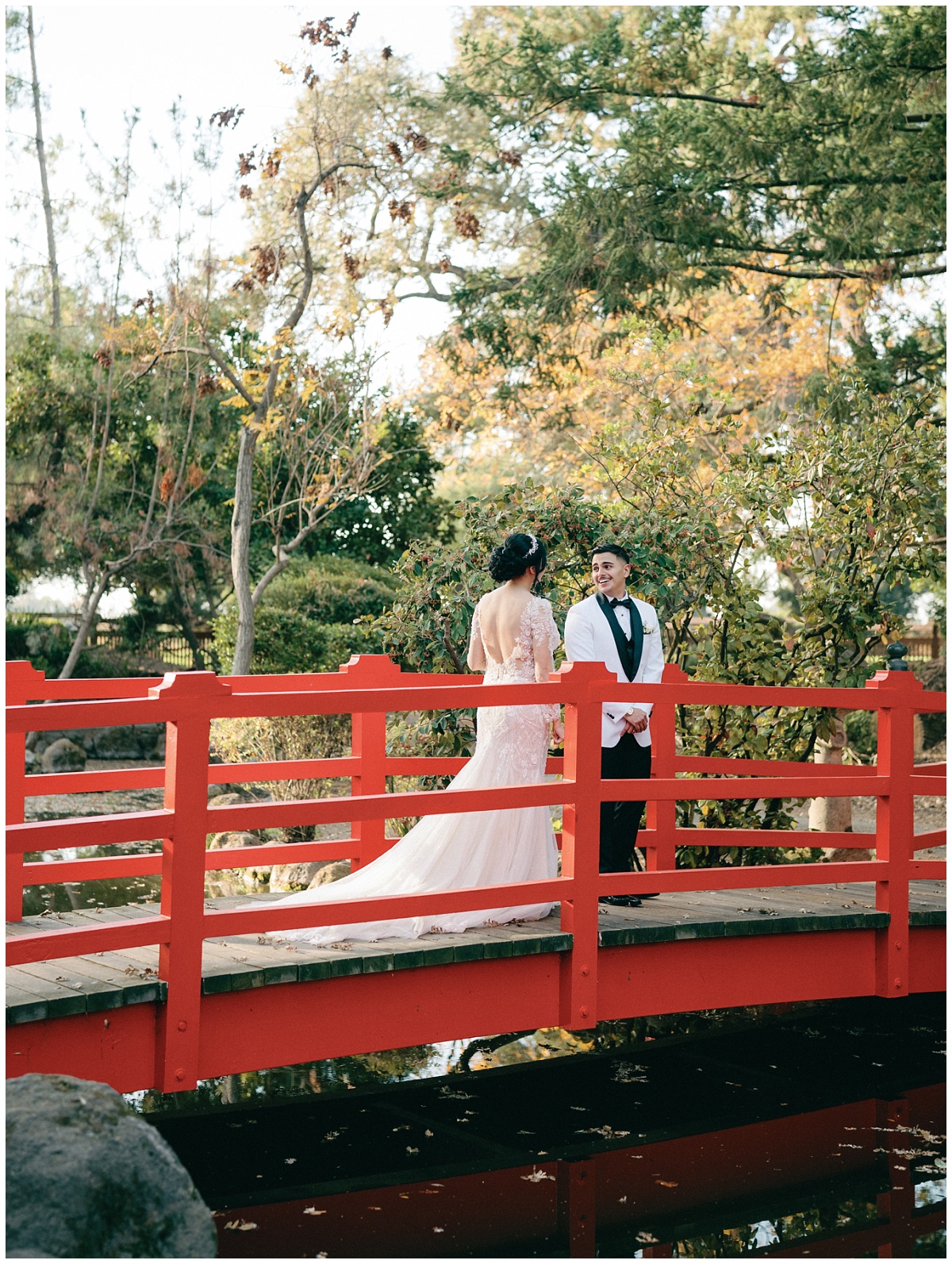 A First Look along a Japanese Style Red Bridge