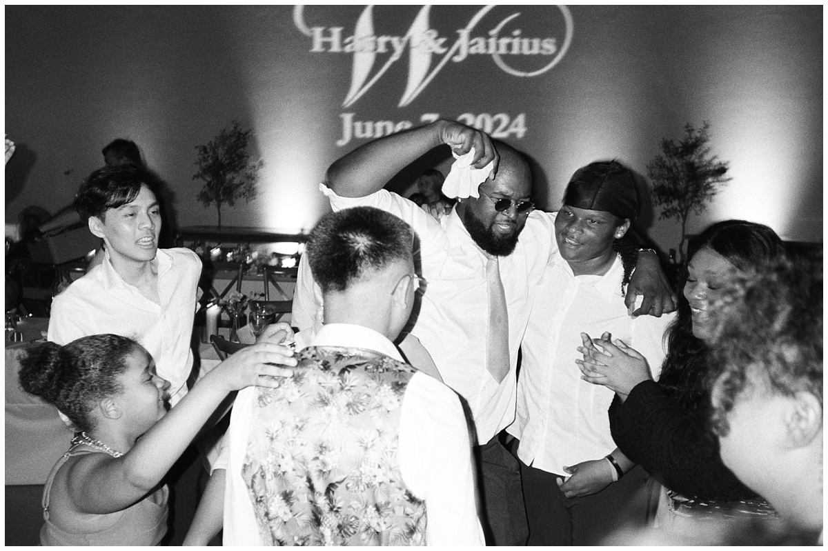 Wedding Reception Dancing Black and White Film