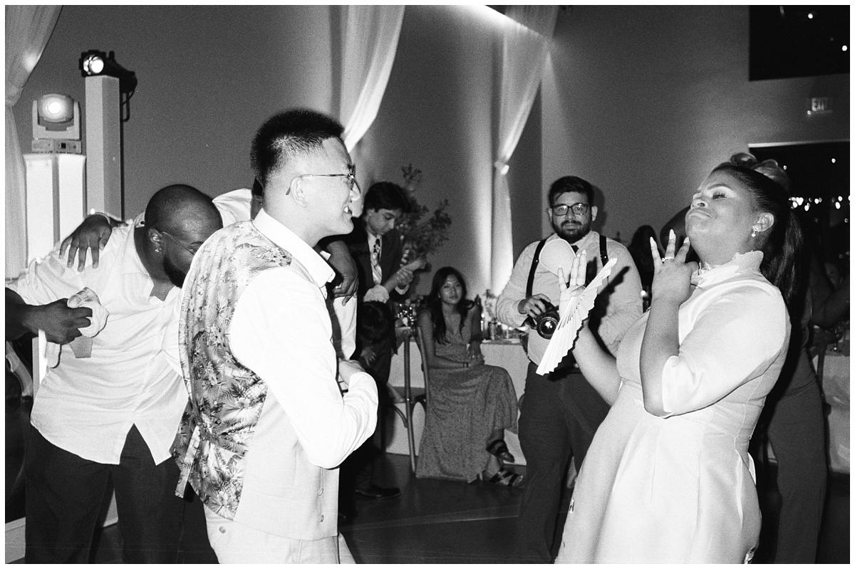 Wedding Reception Dancing Black and White Film