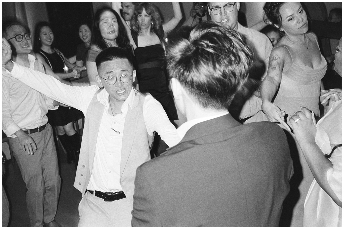 Wedding Reception Dancing Black and White Film