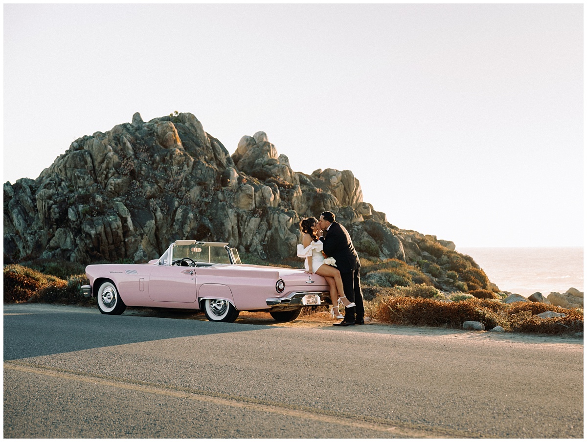 Vintage Car Engagement Session on the Coast